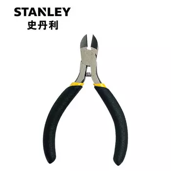 Мини-диагональные плоскогубцы Stanley, 4 дюйма, черная ручка, кованые диагональные плоскогубцы из углеродистой стали, изогнутые плоскогубцы 84-124-23