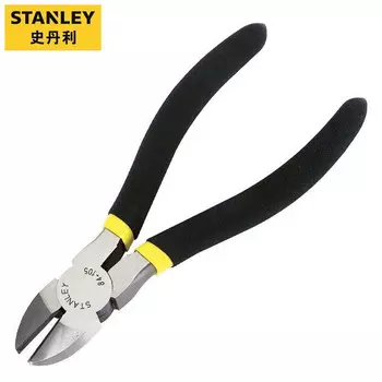 Мини-диагональные плоскогубцы Stanley, 5 дюймов, черные диагональные плоскогубцы с двойной пластиковой ручкой, плоскогубцы для электрика, изогнутые плоскогубцы 84-104-23