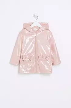 Мини-Дождевик для девочек с капюшоном и блестящей отделкой River Island, розовый
