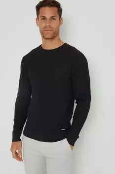 Мини джемпер с круглым вырезом и косичной вязкой Threadbare, черный