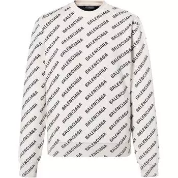 Мини-джемпер с повторяющимся логотипом Balenciaga, Ecru