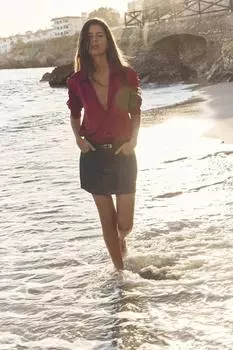 Мини- джинсовая юбка z1975 с поясом ZARA, синий