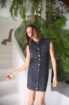 Мини - джинсовое платье с драпировкой z1975 ZARA, синий