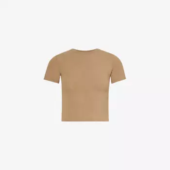 Мини-футболка из эластичного органического хлопка с круглым вырезом Entire Studios, цвет cork