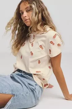 Мини-Футболка с вышивкой ананасов Simply Be, бежевый
