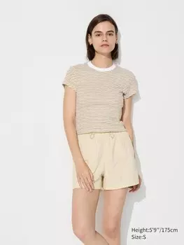 Мини-Футболка в полоску Uniqlo, бежевый