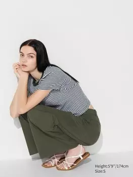 Мини-Футболка в полоску Uniqlo, зеленый