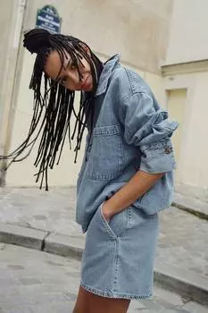 Мини-Юбка А-силуэта H&M, голубой
