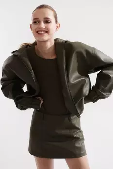 Мини-Юбка А-силуэта H&M, хаки