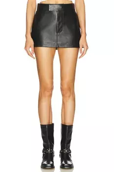 Мини-Юбка-Брюки из кожи Grlfrnd, черный