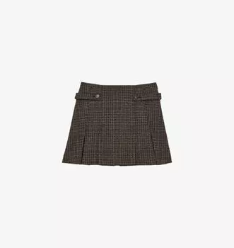 Мини-Юбка Elle из шерстяной смеси в клетку Reiss, коричневый
