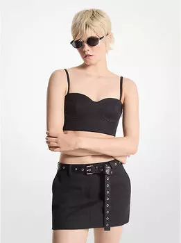 Мини-Юбка из эластичной шерстяной смеси Michael Kors, черный