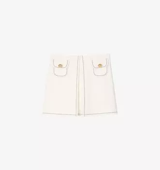 Мини-Юбка из эластичной ткани с карманом-клапаном Sandro, цвет naturels