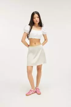 Мини-Юбка из атласа Monki, белый