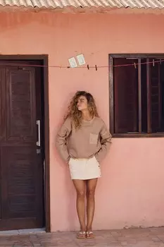 Мини-Юбка из хлопка бежевого цвета Roxy, бежевый