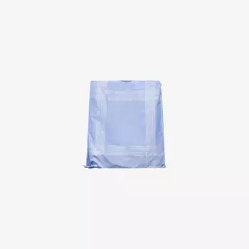 Мини-Юбка из хлопка с высокой посадкой и вышитым логотипом Prada, голубой