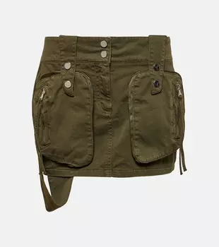 Мини-Юбка из хлопкового твила Blumarine, зеленый