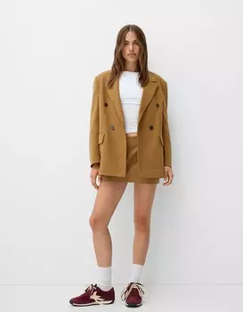 Мини-Юбка из искусственной замши Bershka, коричневый