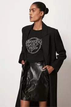 Мини-Юбка из лакированной кожи Mint Velvet, черный