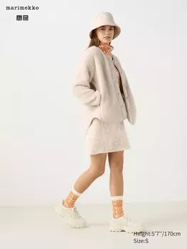 Мини-Юбка из овечьей шерсти Uniqlo, цвет 01 белый