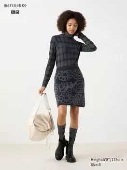 Мини-Юбка из овечьей шерсти Uniqlo, цвет 08 серый
