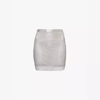 Мини-Юбка из сетчатой ткани с отделкой стразами Amy Lynn, серый