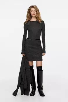 Мини-Юбка из смесовой шерсти Arket, серый