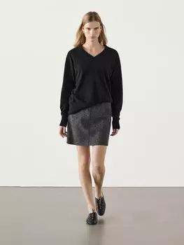 Мини-Юбка из смесовой шерсти Massimo Dutti, серый