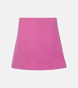 Мини-Юбка из смесовой твила Ganni, розовый