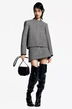 Мини-Юбка из структурированного твила H&M, серый