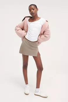 Мини-Юбка-Комбинация Monki, бежевый