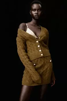 Мини-Юбка косой вязки H&M, хаки
