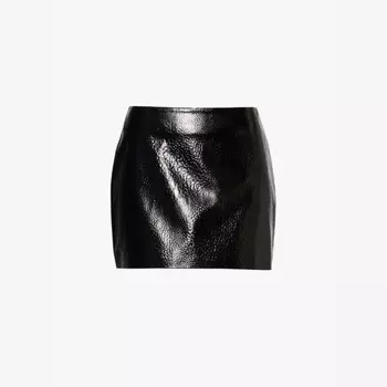 Мини-Юбка Mary из блестящей искусственной кожи The Frankie Shop, черный
