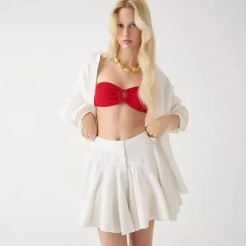 Мини-Юбка на пуговицах из льна J.Crew, белый