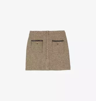 Мини-Юбка прямого покроя со средней посадкой из хлопковой смеси на пуговицах The Kooples, мультиколор