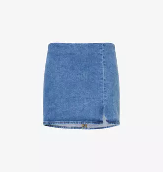 Мини-Юбка Regular-Fit из хлопчатобумажной ткани с боковыми разрезами Good American, цвет indigoi771