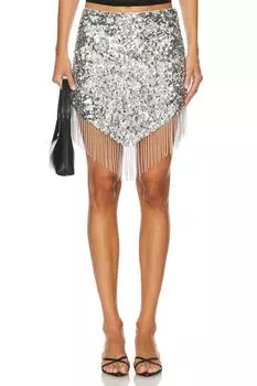 Мини-Юбка с бахромой от riley Lovers And Friends, серебряный