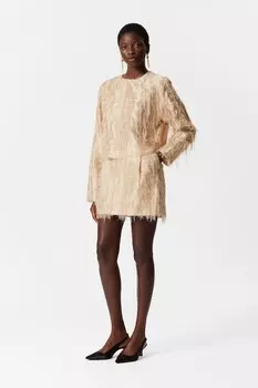 Мини-Юбка с бахромой & Other Stories, бежевый