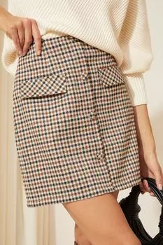 Мини-Юбка с карманами и пуговицами Friends Like These, коричневый