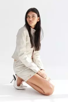 Мини-Юбка с покрытием H&M, бежевый