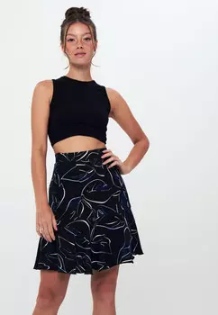 Мини-Юбка с принтом и рюшами Herita, черный