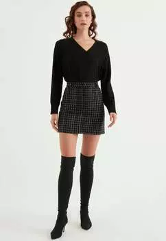 Мини-Юбка с пуговицами Herita, черный