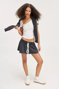 Мини-Юбка с рюшами и кулиской Monki, черный