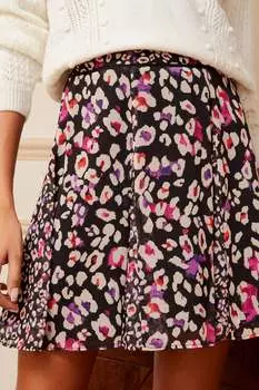 Мини-Юбка с узором Godet Love & Roses, черный