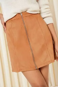 Мини-Юбка с застежкой-молнией Friends Like These, коричневый