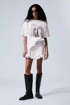 Мини-Юбка со рюшами Weekday, белый