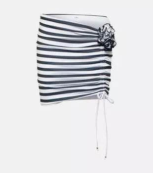 Мини-Юбка со сборками и цветочной аппликацией Bananhot, белый