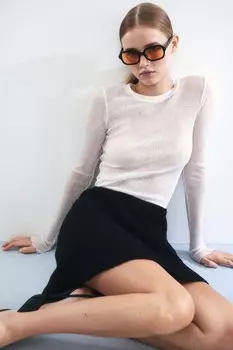 Мини-Юбка трапециевидной формы в рубчик H&M, черный