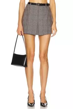 Мини-Юбка в клетку Self-Portrait, коричневый