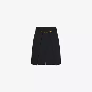 Мини-Юбка Wrap-Front из переработанного полиэстера Ganni, черный